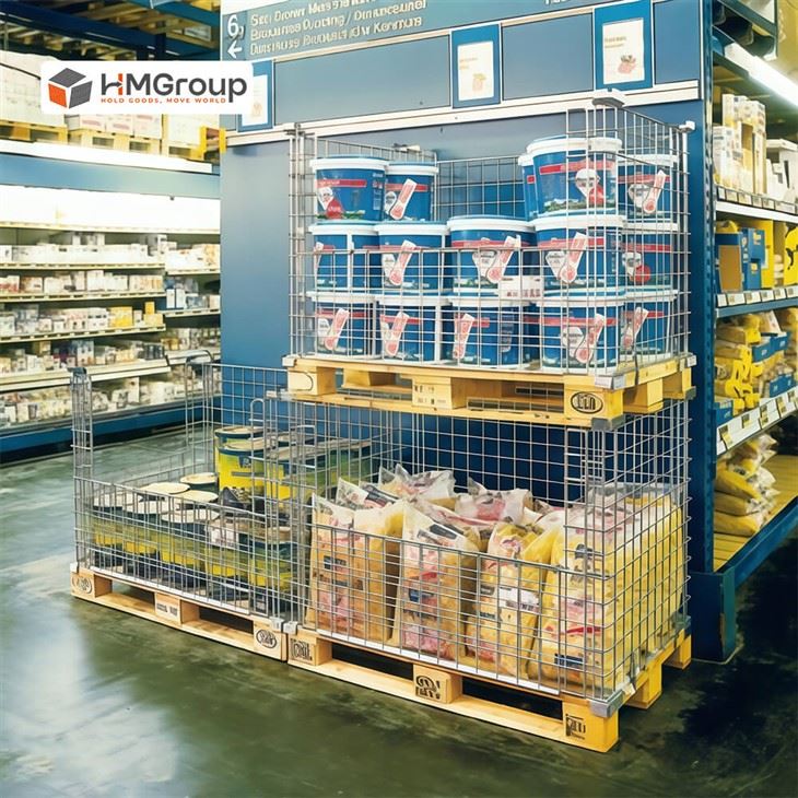 Wire pallet collar are used for supermarket shelves